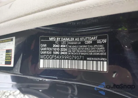 2009 Mercedes-Benz C 300 Luxury/Sport from USA, damaged, VIN WDDGF54X99R079071